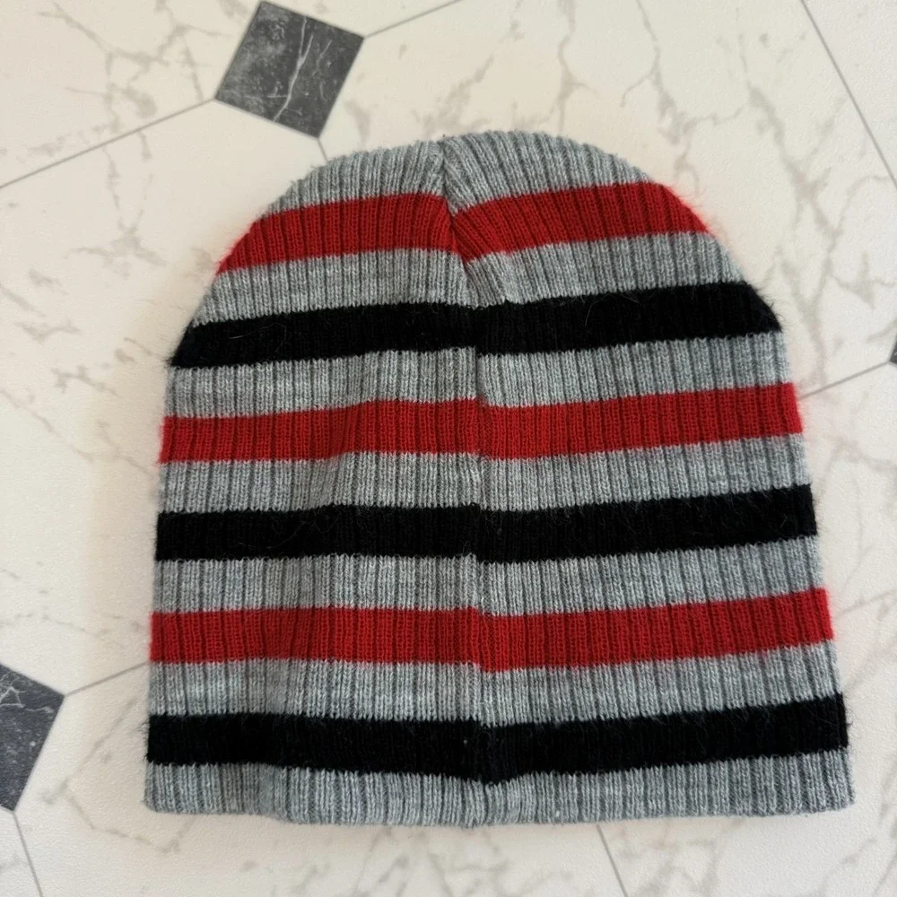 Disney Mickey Mouse Striped Beanie Gray Red Black Kids‎ 2T–5T Knit Hat